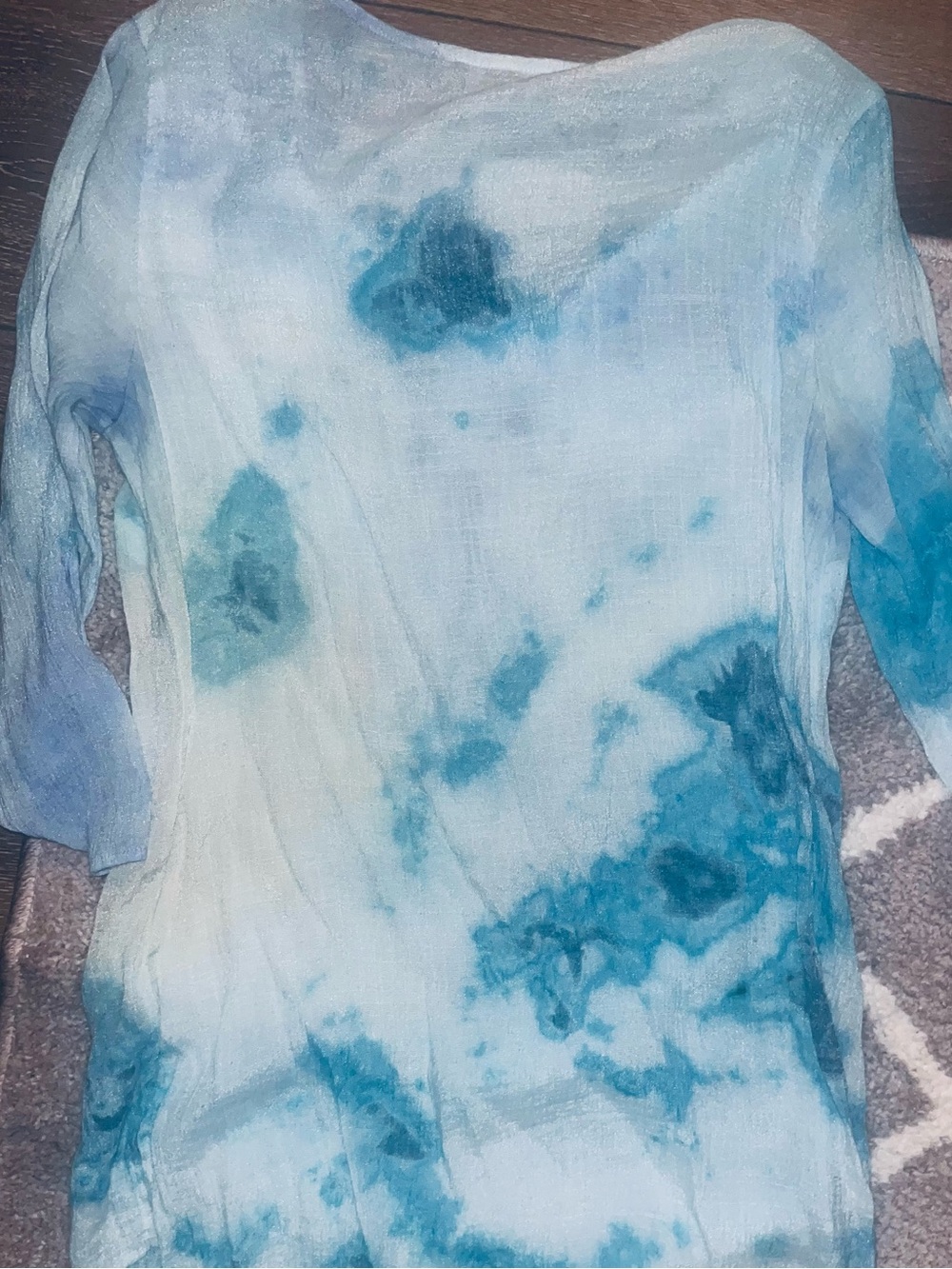 AB Studio Women's Sky Blue Tie-Dye Tank Top